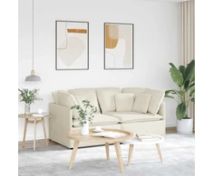 Modulinė sofa su pagalvėlėmis, aksominė, kreminės spalvos