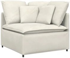 Modulinė sofa su pagalvėlėmis, aksominė, kreminės spalvos
