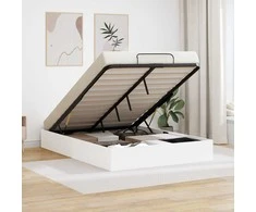 Lova Otomano lovos rėmas Baltas 203 x 150 x 25 cm Dirbtinė mediena