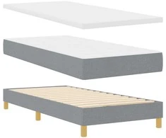 Kiemas lova su čiužiniu Šviesiai pilka 90 x 200 cm audinys