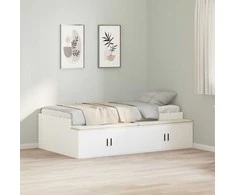 Lova Lovos rėmas su stalčių Balta 80 x 200 cm Apdirbta mediena