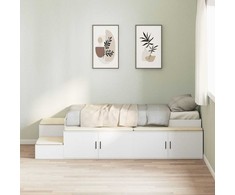 Lova su daiktų laikymo vieta Balta 80 cm Apdirbta mediena