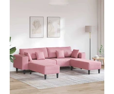 Sofa 3 vnt. Rožinė Aksomas