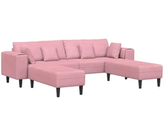 Sofa 3 vnt. Rožinė Aksomas