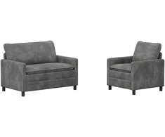 Sofa Sofos komplektas 2 vnt. Šviesiai pilka Poliesteris
