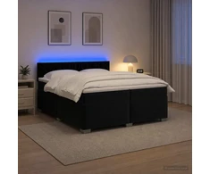 Lova su čiužiniu ir LED apšvietimu Juoda 200 x 200 cm Aksomas