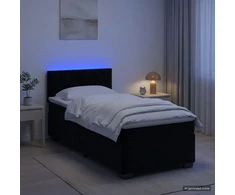 Lova su čiužiniu ir LED apšvietimu Juoda 90 x 190 cm Aksomas