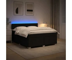 Lova su čiužiniu ir LED apšvietimu Juoda 140 x 190 cm Audinys