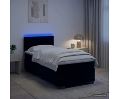 Lova su čiužiniu ir LED apšvietimu Juoda 80 x 200 cm Aksomas