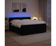 Lova su čiužiniu ir LED apšvietimu Juoda 200 x 200 cm Aksomas