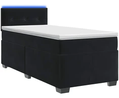 Lova su čiužiniu ir LED apšvietimu Juoda 100 x 200 cm Aksomas