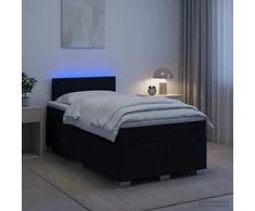 Lova su čiužiniu ir LED apšvietimu Juoda 120 x 200 cm Audinys