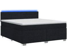 Lova su čiužiniu ir LED apšvietimu Juoda 160 x 200 cm Audinys