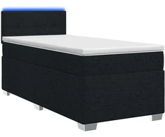 Lova su čiužiniu ir LED apšvietimu Juoda 100 x 200 cm Audinys