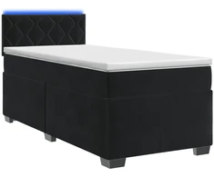 Lova su čiužiniu ir LED apšvietimu Juoda 90 x 190 cm Aksomas