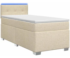 Lova su čiužiniu ir LED apšvietimu Kreminė 100 x 200 cm Audinys