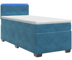 Lova su čiužiniu ir LED apšvietimu Mėlyna 90 x 200 cm Aksomas