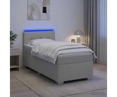 Lova su čiužiniu ir LED apšvietimu Šviesiai pilka 90 x 190 cm