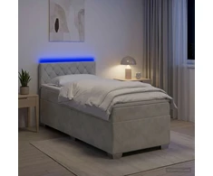Lova su čiužiniu ir LED apšvietimu Šviesiai pilka 90 x 190 cm