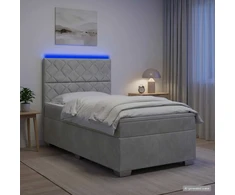 Lova su čiužiniu ir LED apšvietimu Šviesiai pilka 90 x 190 cm