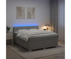 Lova su čiužiniu ir LED apšvietimu Šviesiai pilka 160 x 200 cm