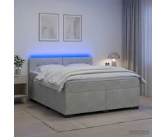 Lova su čiužiniu ir LED apšvietimu Šviesiai pilka 140 x 200 cm