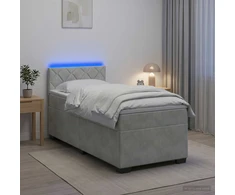 Lova su čiužiniu ir LED apšvietimu Šviesiai pilka 100 x 200 cm