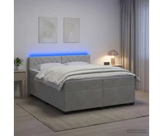 Lova su čiužiniu ir LED apšvietimu Šviesiai pilka 200 x 200 cm