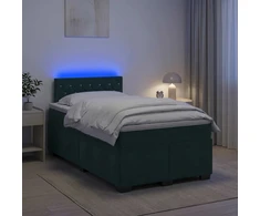 Lova su čiužiniu ir LED apšvietimu Tamsiai žalia 120 x 200 cm