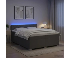 Lova su čiužiniu ir LED apšvietimu Tamsiai pilka 200 x 200 cm
