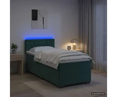 Lova su čiužiniu ir LED apšvietimu Tamsiai žalia 90 x 200 cm