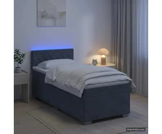 Lova su čiužiniu ir LED apšvietimu Tamsiai pilka 100 x 200 cm