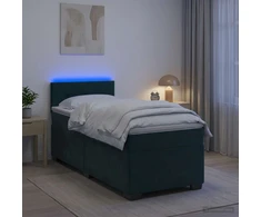 Lova su čiužiniu ir LED apšvietimu Tamsiai žalia 90 x 200 cm
