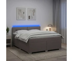 Lova su čiužiniu ir LED apšvietimu Taupe 180 x 200 cm Audinys