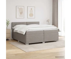 Lova su čiužiniu ir LED apšvietimu Taupe 200 x 200 cm Audinys