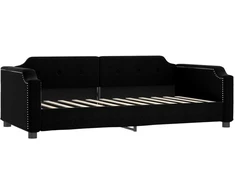 Lova su čiužiniu, juodos spalvos, 90x190cm, audinys