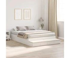 Lova su daiktų laikymo vieta Balta 140 cm Apdirbta mediena