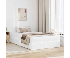 Lova su daiktų laikymo vieta ir čiužiniu 2 pcs Balta Oda