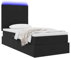 Lova su daiktų laikymo vieta ir LED Juoda 100 x 200 cm Aksomas