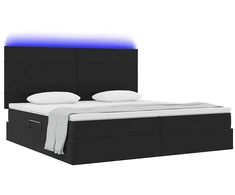 LED saugojimo lova su čiužiniu Juoda 200 x 200 cm Aksomas