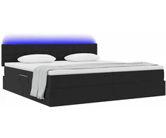 LED saugojimo lova su čiužiniu Juoda 200 x 200 cm Aksomas