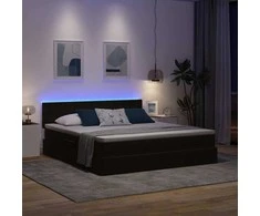 Lova su daiktų laikymo vieta ir LED Juoda 160 x 200 cm Aksomas