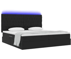 LED saugojimo lova su čiužiniu Juoda 200 x 200 cm Aksomas