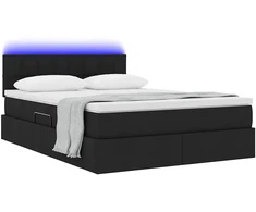 LED saugojimo lova su čiužiniu Juoda 140 x 200 cm Audinys