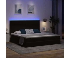 Lova su daiktų laikymo vieta ir LED Juoda 200 x 200 cm Aksomas