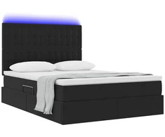 Lova su daiktų laikymo vieta ir LED Juoda 140 x 200 cm Aksomas