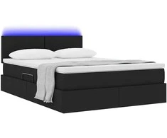 Lova su daiktų laikymo vieta ir LED Juoda 140 x 190 cm audinys