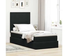 Lova su daiktų laikymo vieta ir LED Juoda 90 x 190 cm Aksomas