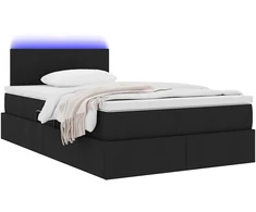 LED saugojimo lova su čiužiniu Juoda 120 x 200 cm Audinys