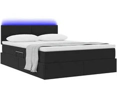 Lova su daiktų laikymo vieta ir LED Juoda 140 x 200 cm Aksomas